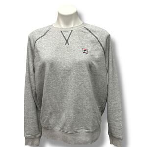 Vintage 90s FILA Sweatshirt Heather Gray Logo Contrast Stitching Womens Sz XL